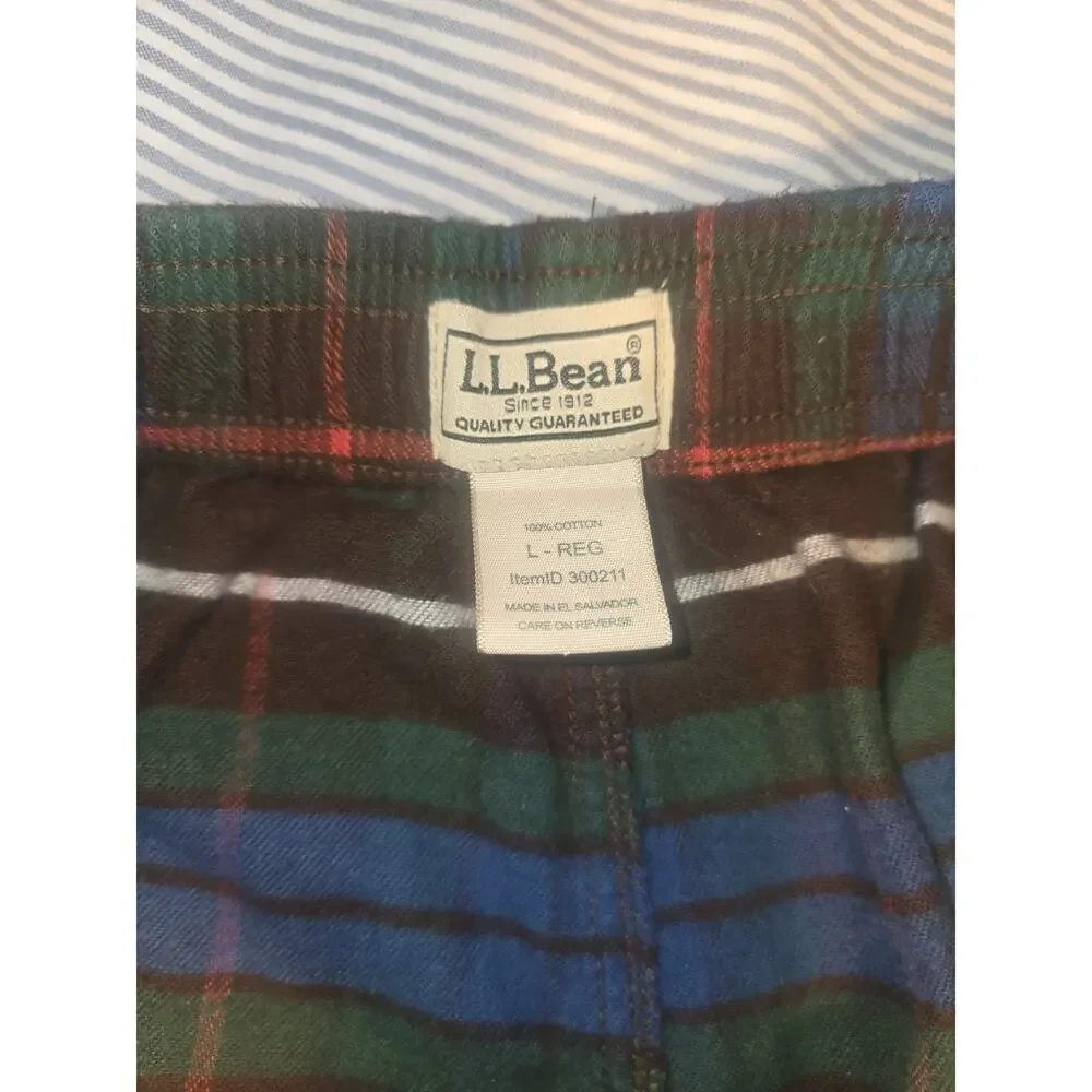 Lot of 2 VTG LL Bean Sleepwear Flannel Boxers Shorts Mens Large Plaid PJ bottom